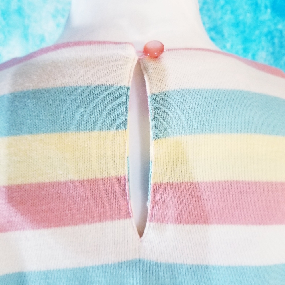 VTG 80s Career Guild Pastel Striped Dolman Top - Picture 11 of 14